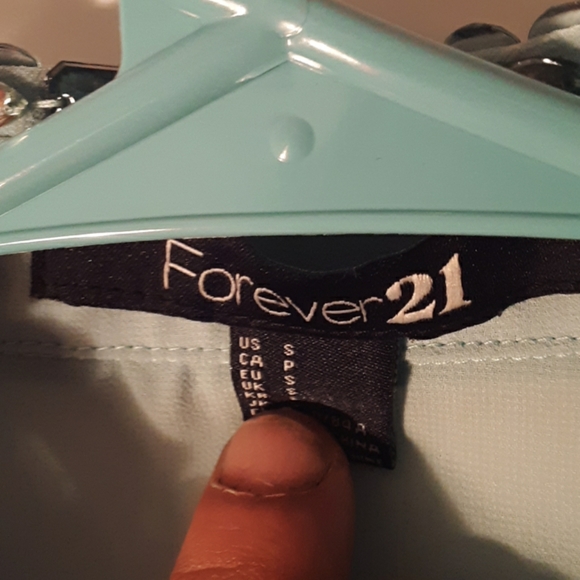Forever 21 semi sheer turquoise blouse - Picture 5 of 6